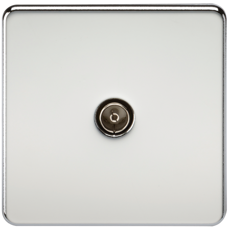 Knightsbridge Screwless 1G Non-Isolated TV Socket Polished Chrome SF0100PC