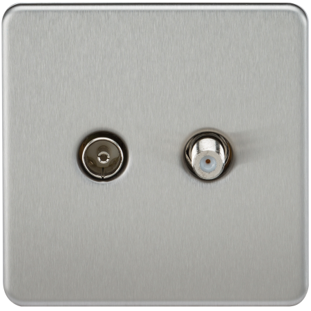 Knightsbridge Screwless 1G Isolated TV and SAT TV Socket Brushed Chrome SF0140BC