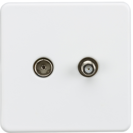 Knightsbridge Screwless 1G Isolated TV and SAT TV Socket Matt White SF0140MW