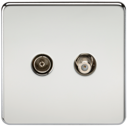 Knightsbridge Screwless 1G Isolated TV and SAT TV Socket Polished Chrome SF0140PC