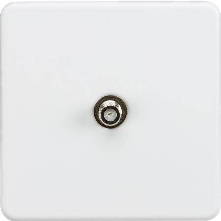 Knightsbridge Screwless 1G Non-Isolated Sat TV Socket Matt White SF0150MW