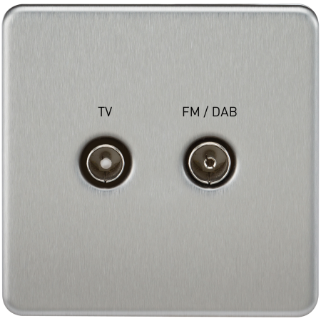 Knightsbridge Screened Diplex TV and FM/DAB Socket Brushed Chrome SF0160BC