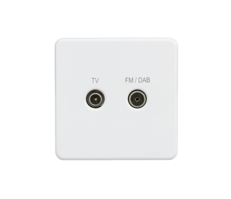 Knightsbridge Screened Diplex TV and FM/DAB Socket Matt White SF0160MW