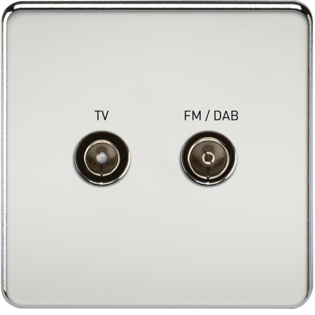 Knightsbridge Screened Diplex TV and FM/DAB Socket Polished Chrome SF0160PC