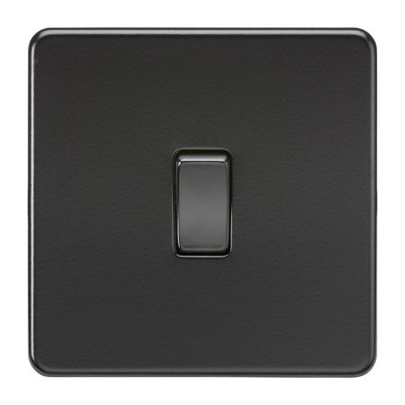 Knightsbridge Screwless 10A 1G 2 Way Light Switch Matt Black | SF2000MBB