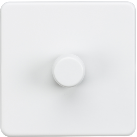 Knightsbridge Screwless 1G 2 Way 10-200W (5-150WLED) Trailing Edge Dimmer Matt White SF2181MW