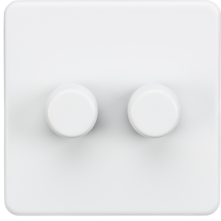 Knightsbridge Screwless 2G 2 Way 40-400W Dimmer Switch Matt White SF2172MW