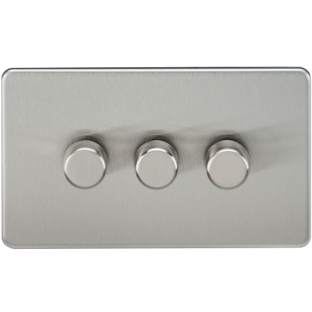 Knightsbridge Screwless 3G 2 Way 40-400W Dimmer Switch Brushed Chrome SF2173BC