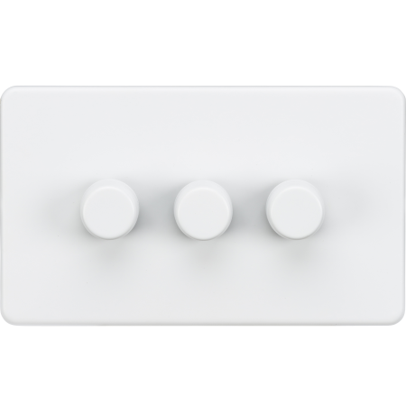 Knightsbridge Screwless 3G 2 Way 40-400W Dimmer Switch Matt White SF2173MW