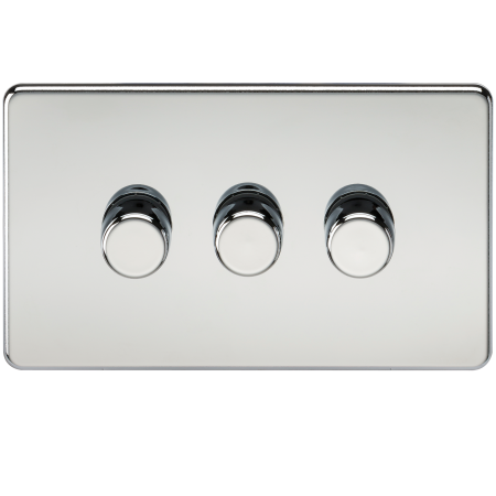 Knightsbridge Screwless 3G 2 Way 40-400W Dimmer Switch Polished Chrome SF2183PC
