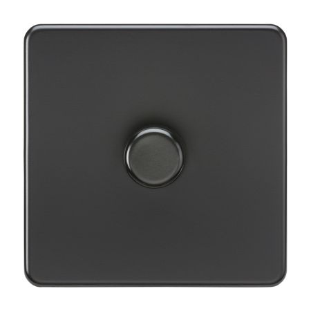 Knightsbridge Screwless 1G 2 Way 5-150W LED Trailing Edge Dimmer Matt Black | SF2181MBB