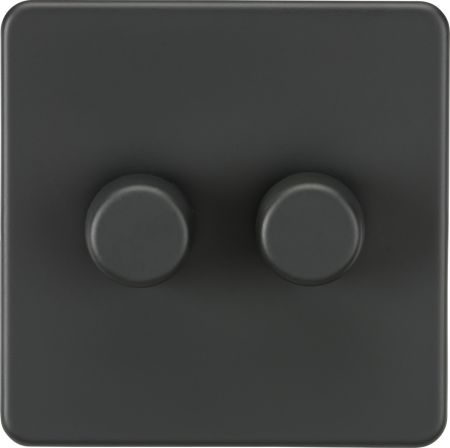 Knightsbridge Screwless 2G 2-way 5-150W LED Trailing Edge Dimmer Anthracite | SF2182AT