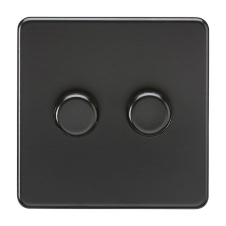 Knightsbridge Screwless 2G 2 Way 5-150W LED Trailing Edge Dimmer Matt Black | SF2192MBB