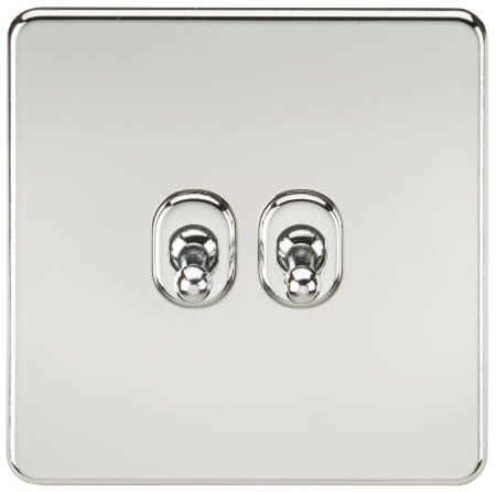Knightsbridge Screwless 10A 2G 2 Way Toggle Switch Polished Chrome SF2TOGPC