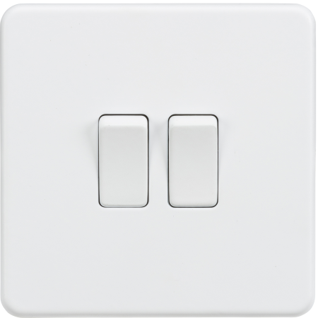 Knightsbridge Screwless 10A 2G 2 Way Light Switch Matt White SF3000MW