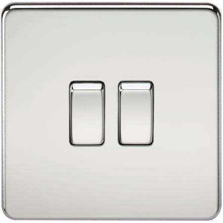 Knightsbridge Screwless 10A 2G 2 Way Light Switch Polished Chrome SF3000PC
