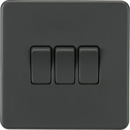 Knightsbridge Screwless 10AX 3G 2-Way Switch Anthracite | SF4000AT