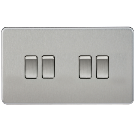 Knightsbridge Screwless 10A 4G 2 Way Light Switch Brushed Chrome SF4100BC