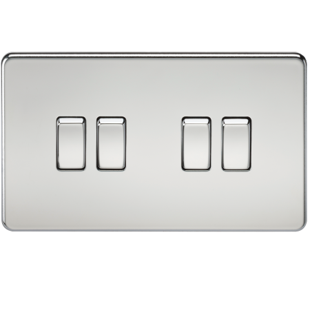 Knightsbridge Screwless 10A 4G 2 Way Light Switch Polished Chrome SF4100PC