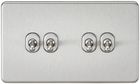Knightsbridge Screwless 10A 4G 2 Way Toggle Switch Brushed Chrome SF4TOGBC