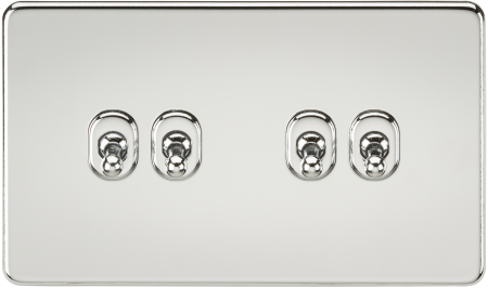 Knightsbridge Screwless 10A 4G 2 Way Toggle Switch Polished Chrome SF4TOGPC