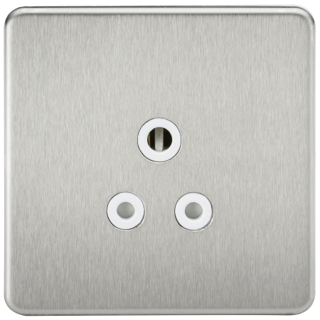 Knightsbridge Screwless Brushed Chrome 5A Unswitched Round Socket White Insert SF5ABCW