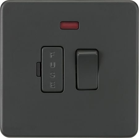 Knightsbridge Screwless 13A Switched Fused Spur Unit with Neon Anthracite | SF6300NAT