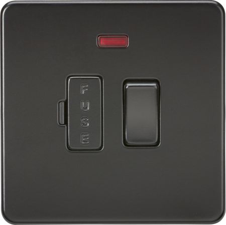 Knightsbridge Screwless 13A Switched Fused Spur With Neon Matt Black | SF6300NMBB