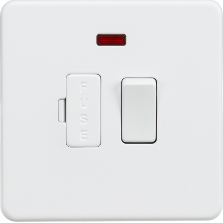 Knightsbridge Screwless 13A Switched Fused Spur With Neon Matt White SF6300NMW