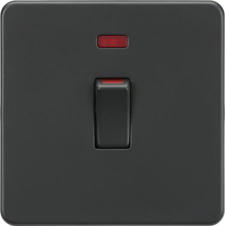 Knightsbridge Screwless 45A 1G DP Switch with Neon Anthracite | SF81MNAT