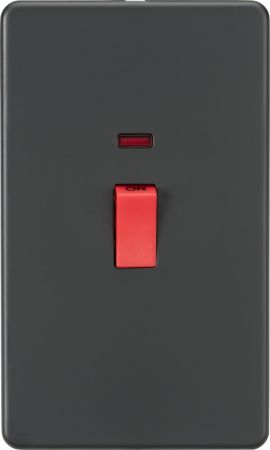 Knightsbridge Screwless 45A 2G DP Switch with Neon Anthracite | SF8332NAT