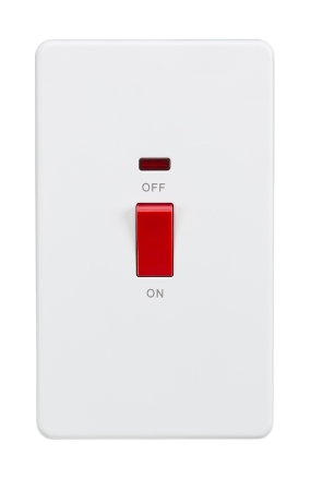 Knightsbridge Screwless 45A 2G DP Cooker Switch With Neon Matt White SF8332NMW