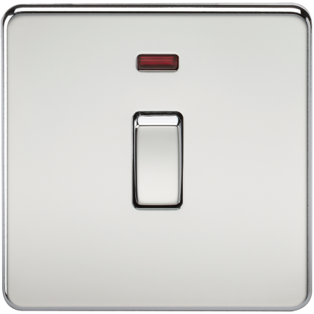 Knightsbridge Screwless 20A 1G Double Pole Light Switch with Neon Polished Chrome SF8341NPC