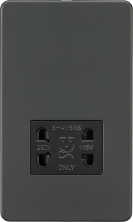 Knightsbridge Screwless 115V/230V Dual Voltage Shaver Socket Anthracite | SF8900AT
