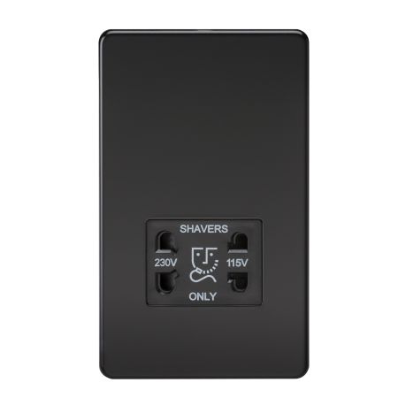 Knightsbridge Screwless 115/230V Dual Voltage Shaver Socket Matt Black | SF8900MB