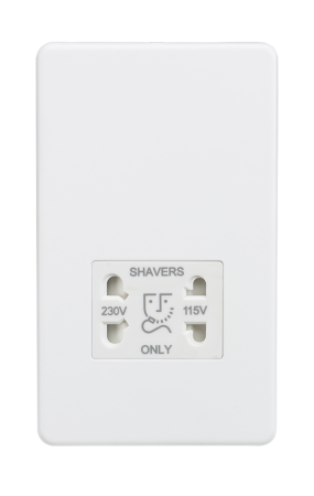 Knightsbridge Screwless 115/230V Dual Voltage Shaver Socket Matt White SF8900MW