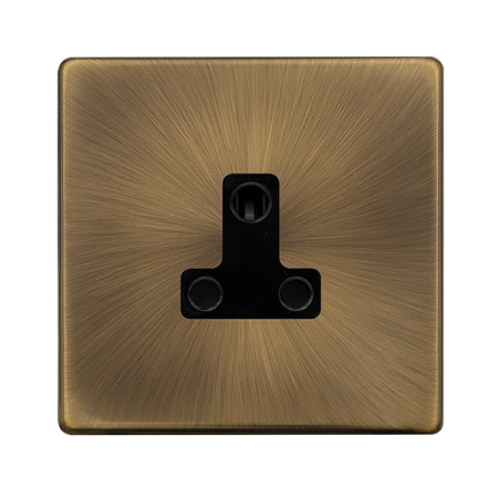 Click Definity Antique Brass 5a Round Pin Socket - SFAB038BK