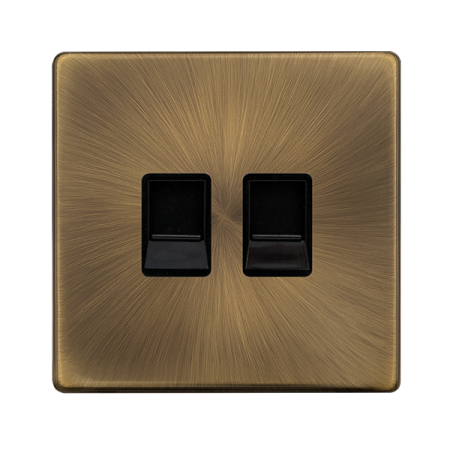 Click Definity Antique Brass Twin Telephone Secondary Socket - SFAB126BK