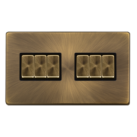 Click Definity Antique Brass 6-gang 2-way Light Switch - SFAB416BK