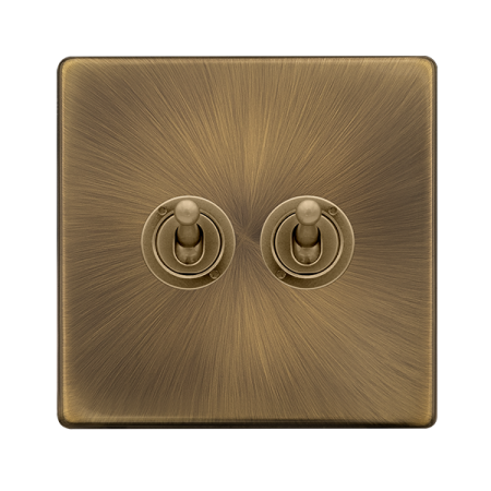 Click Definity Antique Brass 2-gang 2-way Toggle Light Switch - SFAB422