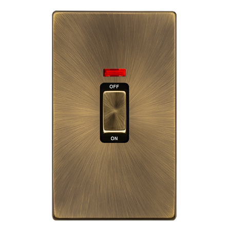 Click Definity Antique Brass 2g Dp 45a Cooker Switch & Neon - SFAB503BK