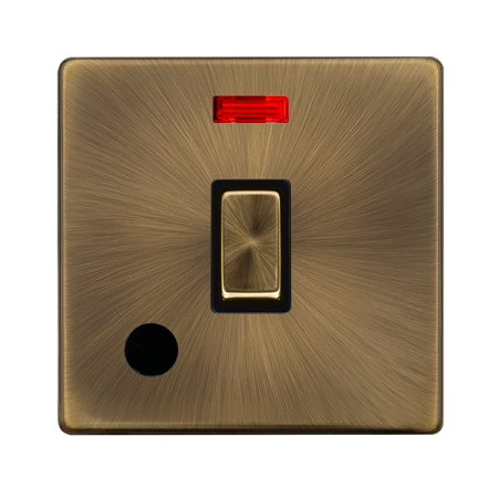 Click Definity Antique Brass 20a Dp Switch Flex Outlet & Neon - SFAB523BK