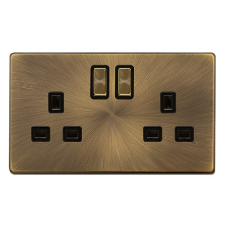Click Definity Antique Brass 13a Dp Double Socket - SFAB536BK