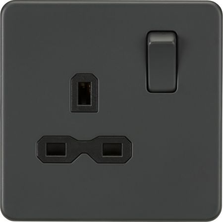 Knightsbridge Screwless 13A 1G DP Switched Socket Anthracite | SFR7000AT