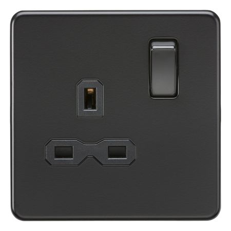 Knightsbridge Screwless 13A 1G DP Switched Socket Matt Black | SFR7000MBB