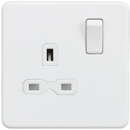 Knightsbridge Screwless 13A 1G DP Switched Socket Matt White SFR7000MW