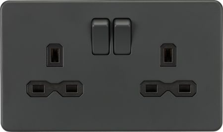 Knightsbridge Screwless 13A 2G DP Switched Socket Anthracite | SFR9000AT