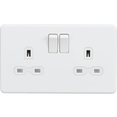 Knightsbridge Screwless 13A 2G DP Switched Socket Matt White SFR9000MW