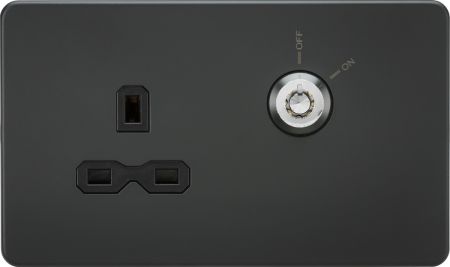 Knightsbridge Screwless 13A 2G DP Switched Socket Matt Black | SFR9000MBB