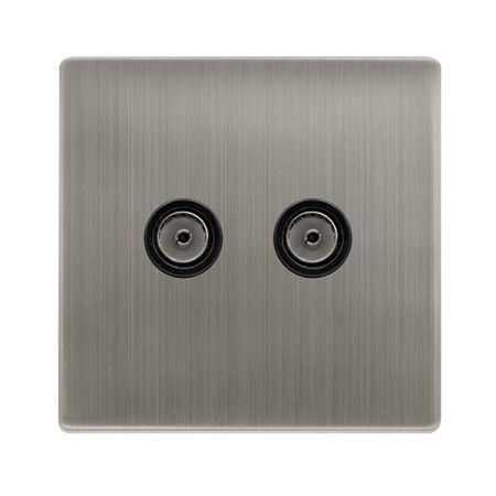 Click Definity Stainless Steel Twin Non-isolated Coaxial Outlet Black Insert | SFSS066BK